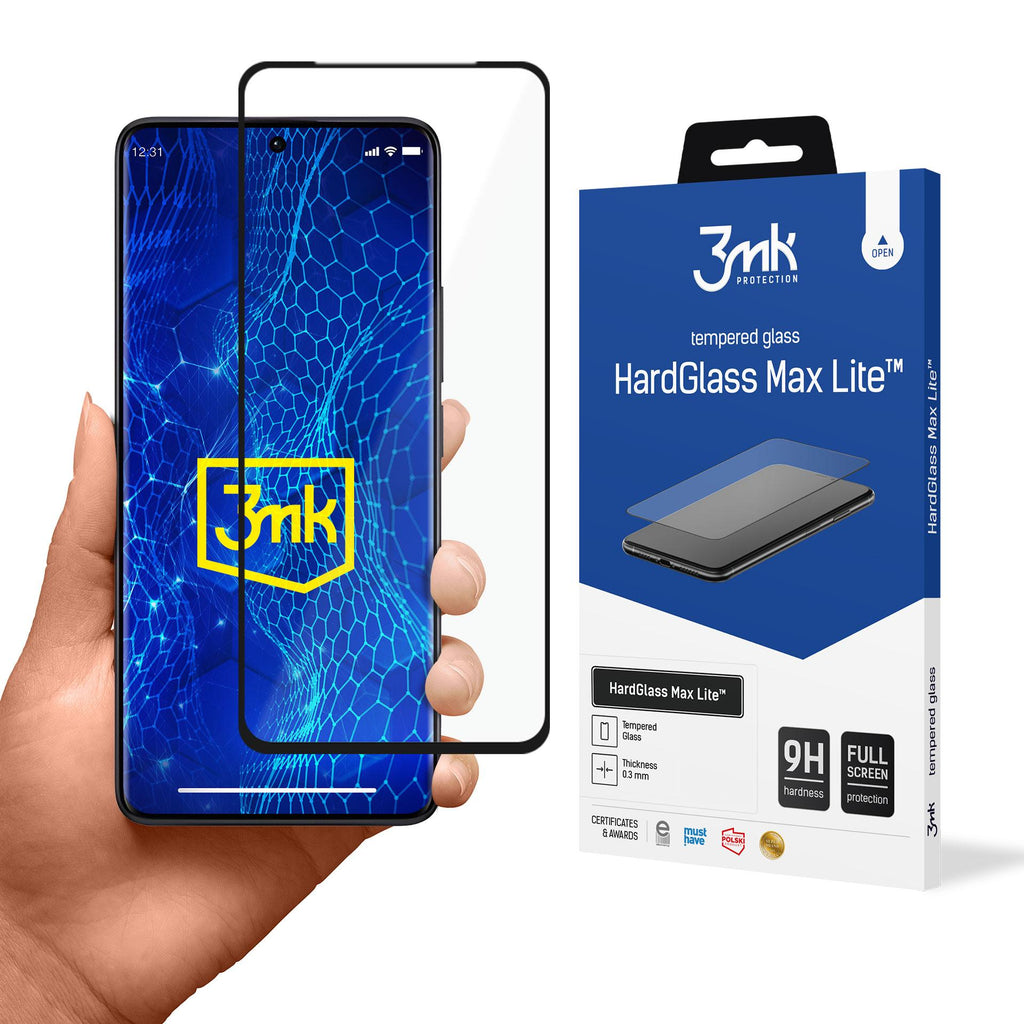 Grūdintas stiklas 3mk HardGlass Max Lite su juodu rėmeliu Xiaomi Redmi Note 13 Pro+ -- Xiaomi Redmi Note 13 Pro+