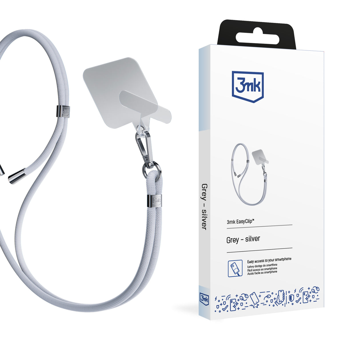 Išmaniojo telefono dirželis 3mk EasyClip – pilkas -- Cell phone cases and covers