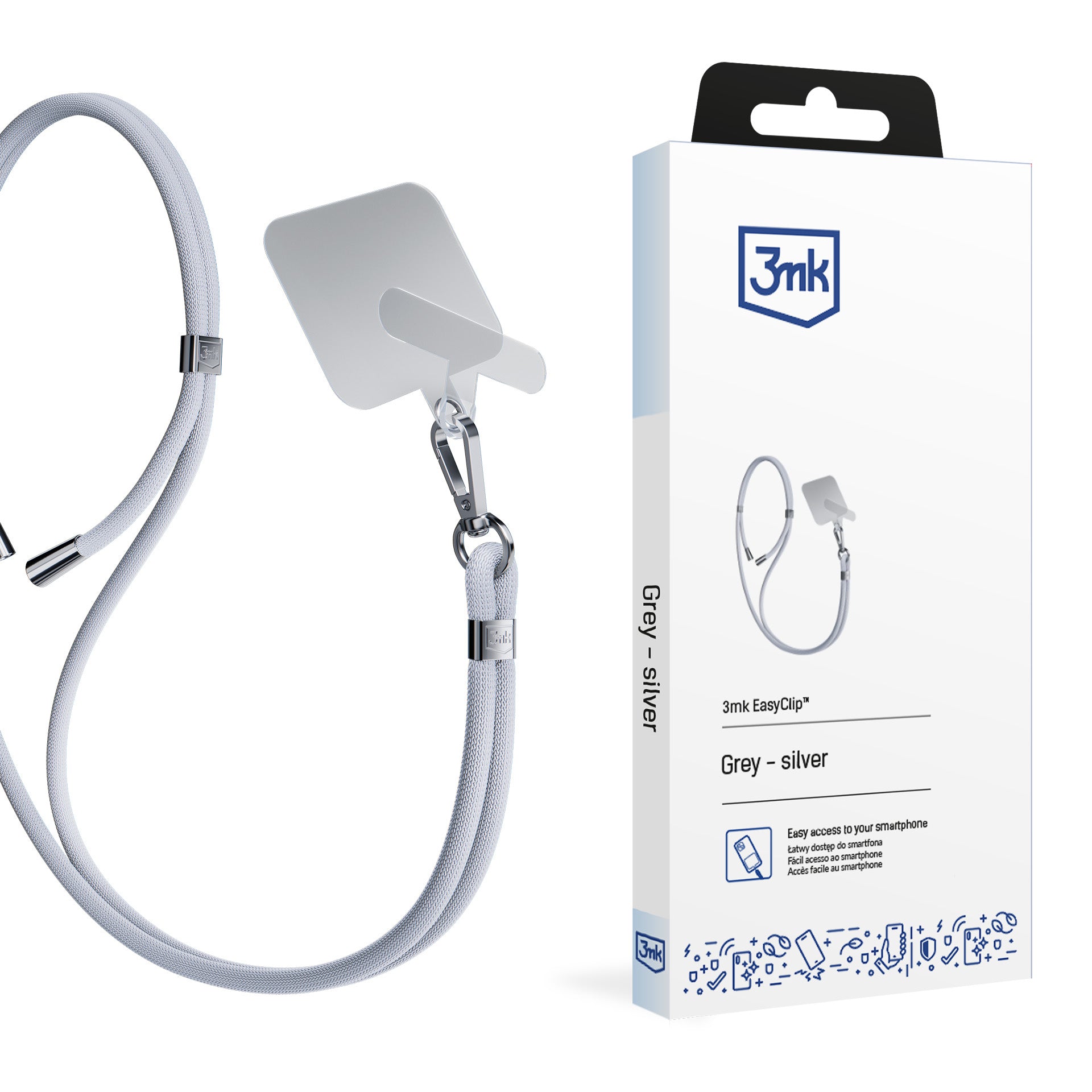 Išmaniojo telefono dirželis 3mk EasyClip – pilkas -- Cell phone cases and covers
