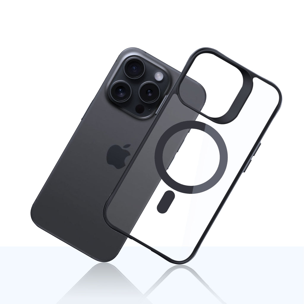 3mk satin armor magcase with MagSafe skirtas iPhone 15 Pro Max - Clear with Black Frame