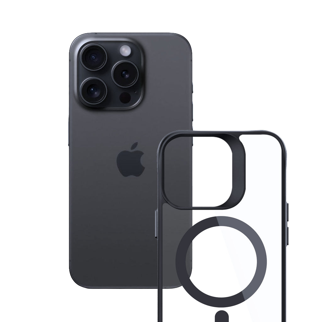 3mk satin armor magcase with MagSafe skirtas iPhone 15 Pro Max - Clear with Black Frame