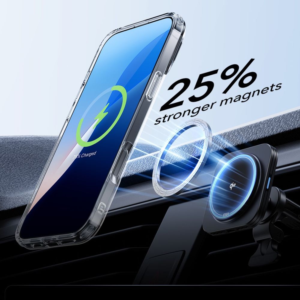 ESR MagSafe dėklas su stovu iPhone 16 Pro + stiklas, skaidrus -- iPhone 16 Pro