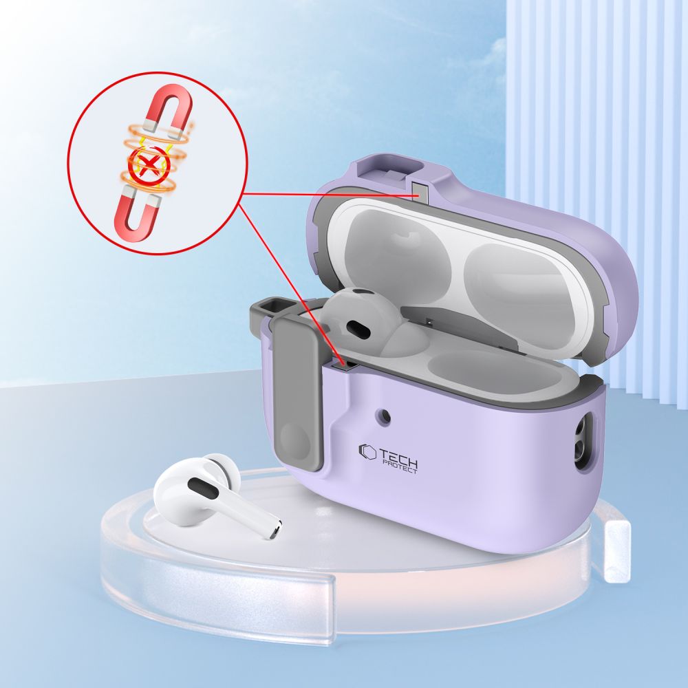 Tech-Protect Slim Hook dėklas AirPods Pro 1/2 – violetinis -- AirPods Pro / AirPods Pro 2