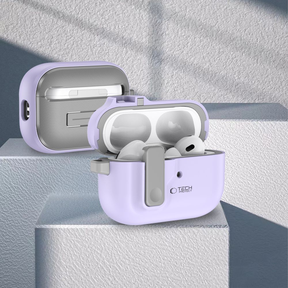 Tech-Protect Slim Hook dėklas AirPods Pro 1/2 – violetinis -- AirPods Pro / AirPods Pro 2