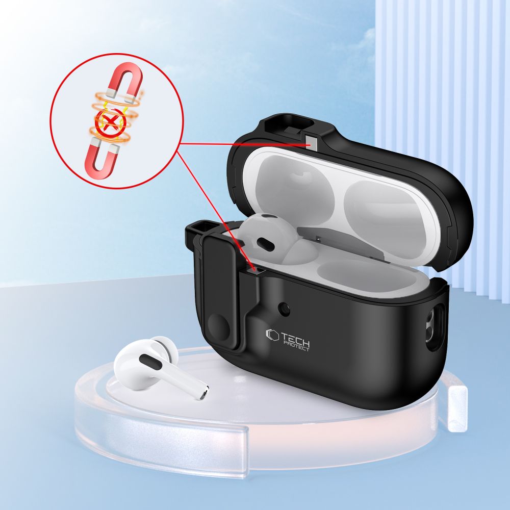 Tech-Protect Slim Hook dėklas AirPods Pro 1/2 – juodas -- AirPods Pro / AirPods Pro 2