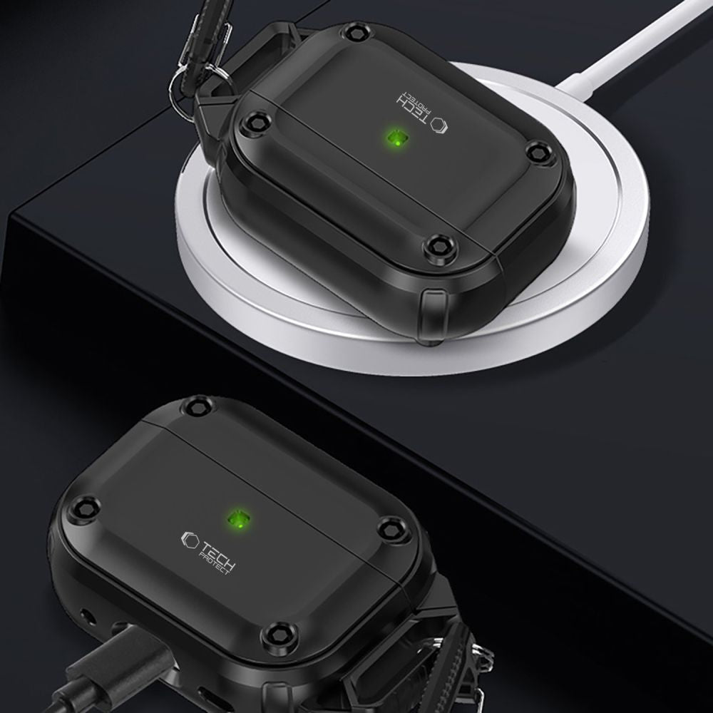 Tech-Protect Rough Hook dėklas AirPods Pro 1/2 – juodas -- AirPods Pro / AirPods Pro 2