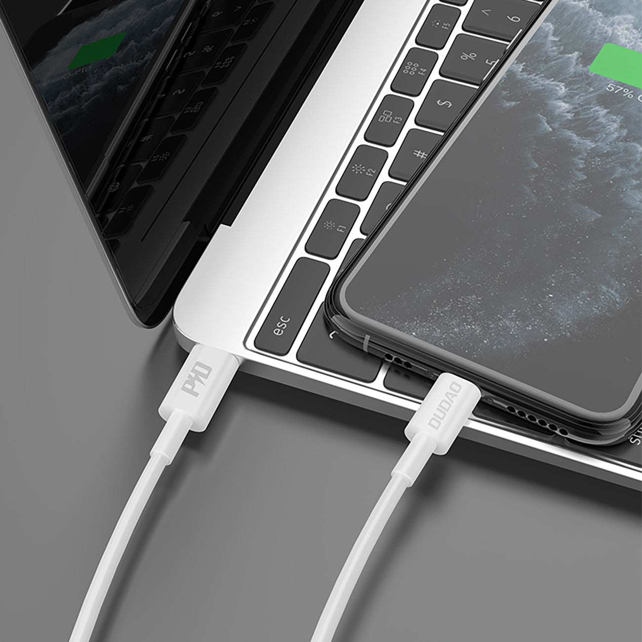 Dudao L6X USB-C - Lightning PD 20W 1m laidas - baltas
