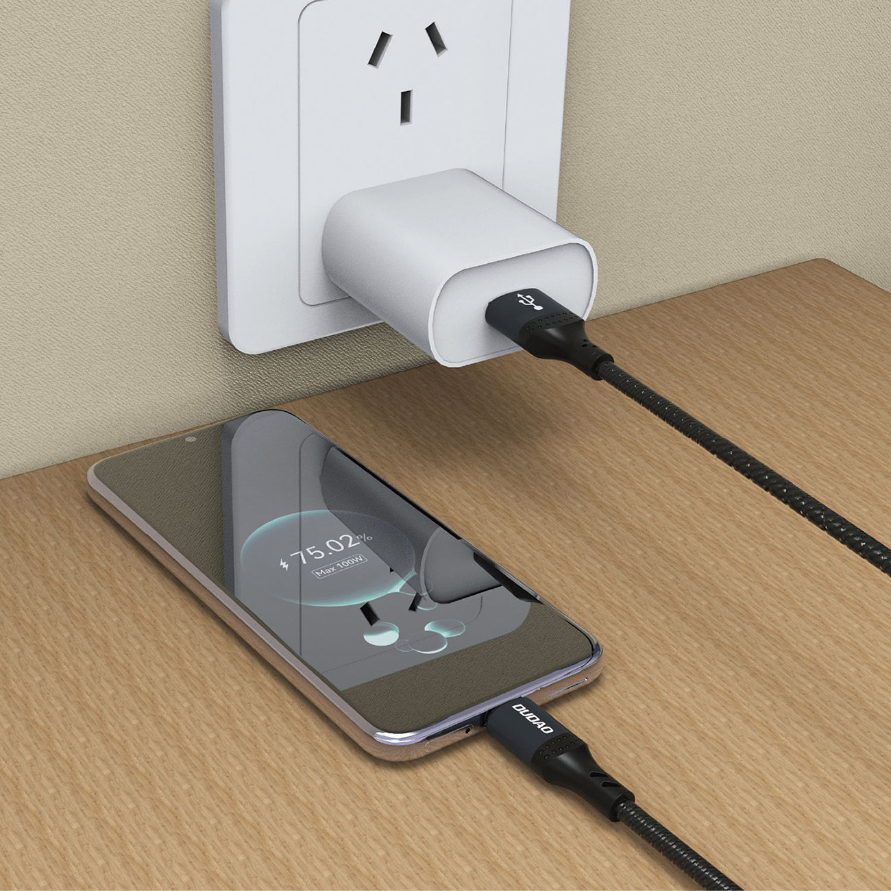 Dudao L3ST USB-A - USB-C 5A laidas 1.2m pintas - juodas