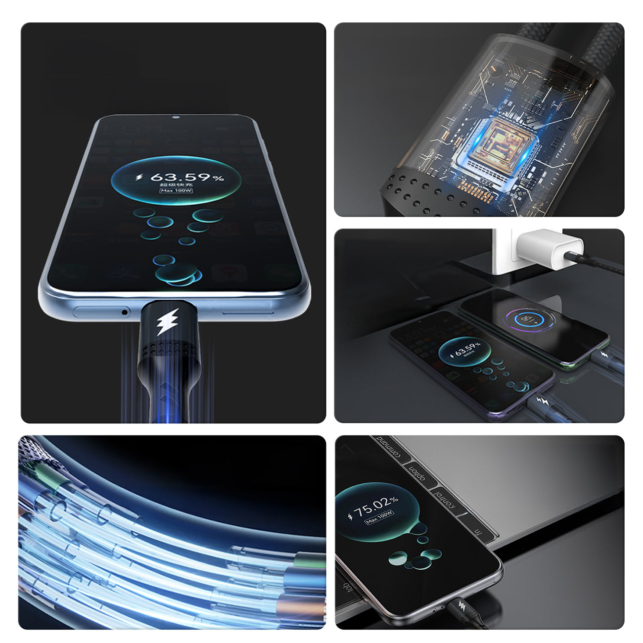 Dudao L3F 2in1 laidas 100W 1.2m 2 x USB-C - juodas