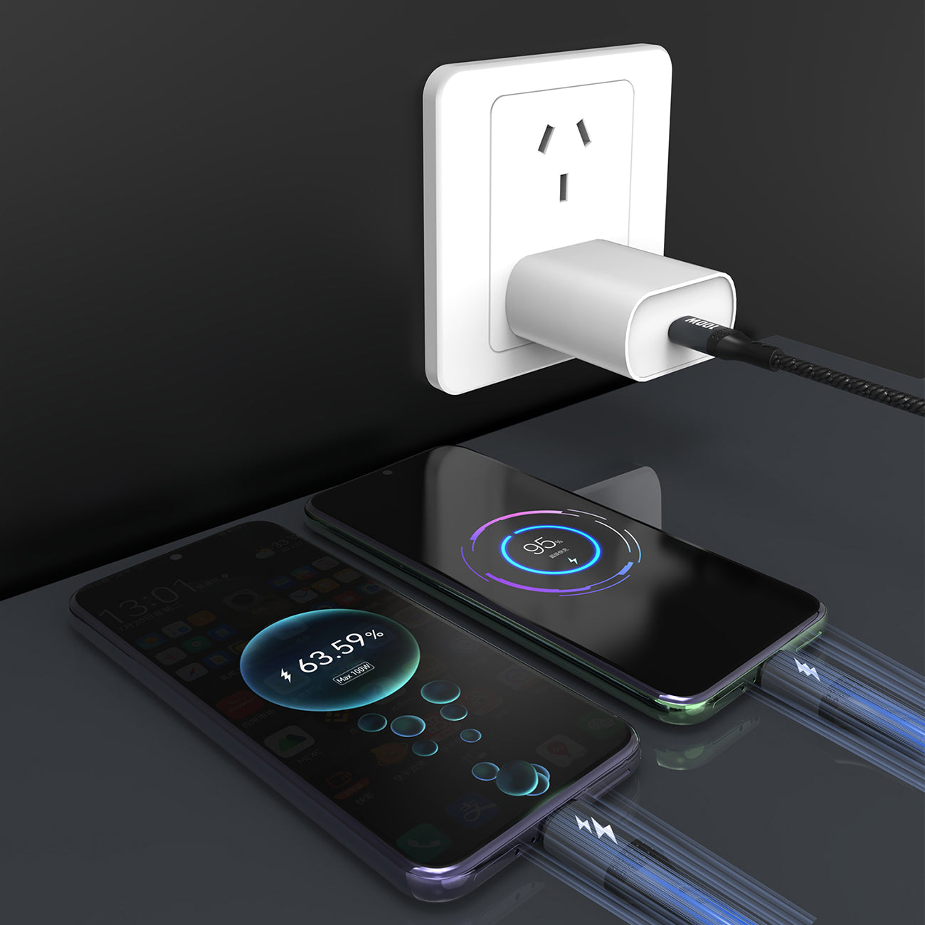 Dudao L3F 2in1 laidas 100W 1.2m 2 x USB-C - juodas