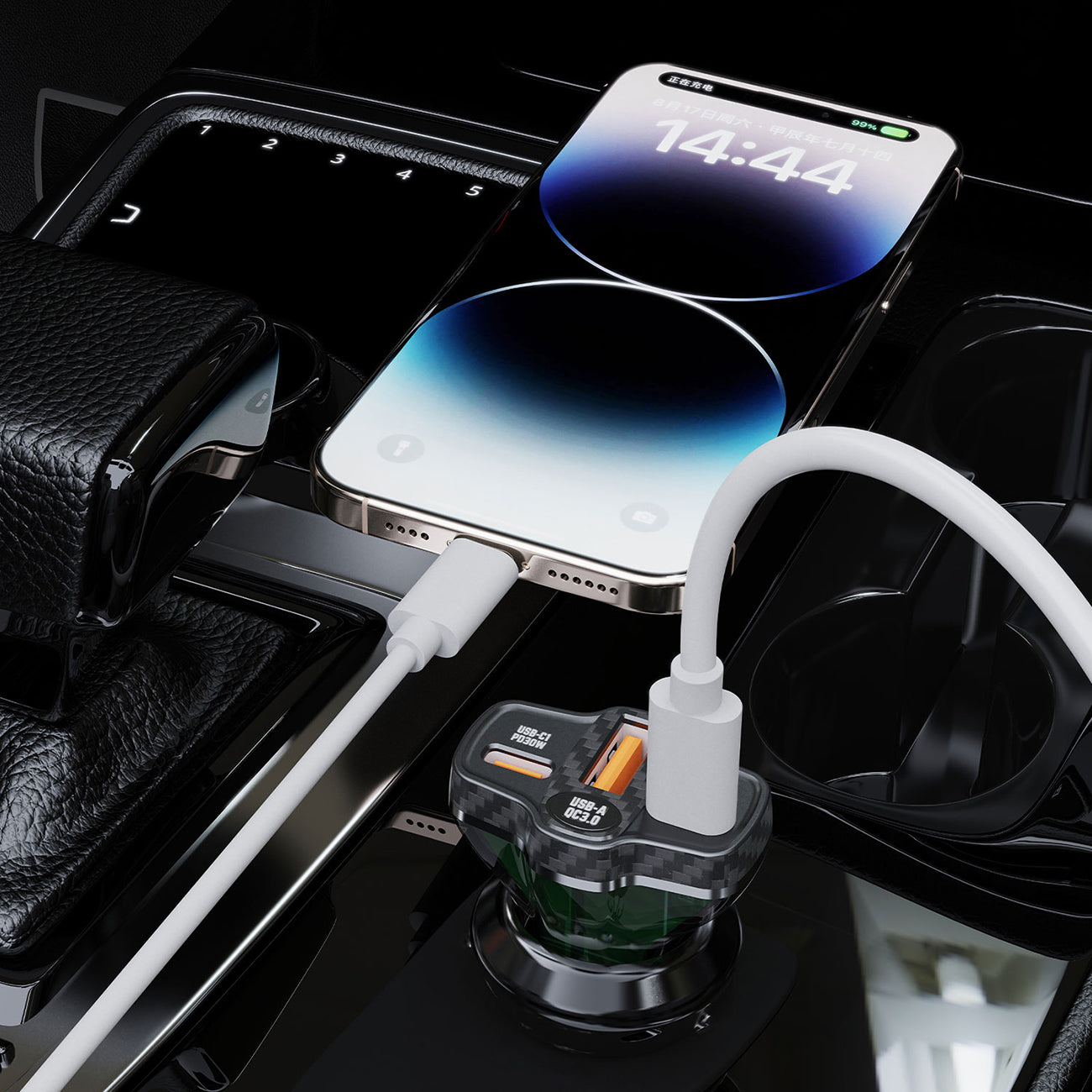 Dudao R78 78W automobilinis įkroviklis USB-C PD / 2xUSB-A QC - juodas