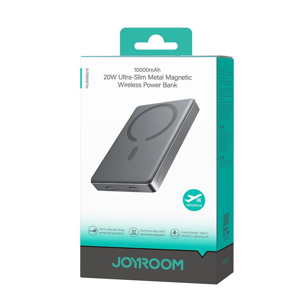 Joyroom išorinė baterija JR-PBM08 Pro 10000mAh itin plona - pilka
