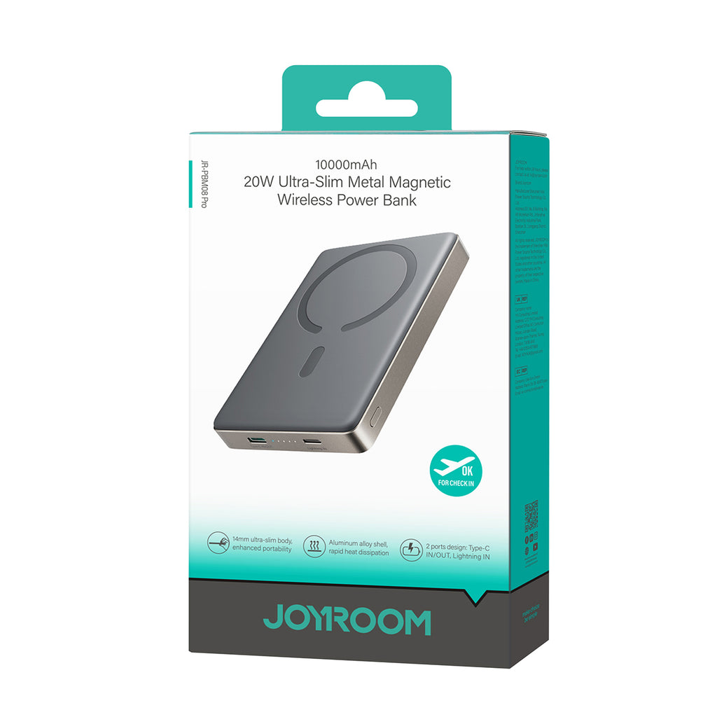 Joyroom išorinė baterija JR-PBM08 Pro 10000mAh itin plona - titano spalvos