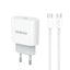 Dudao A14EUC PD 20W USB-C sieninis įkroviklis su laidu - baltas