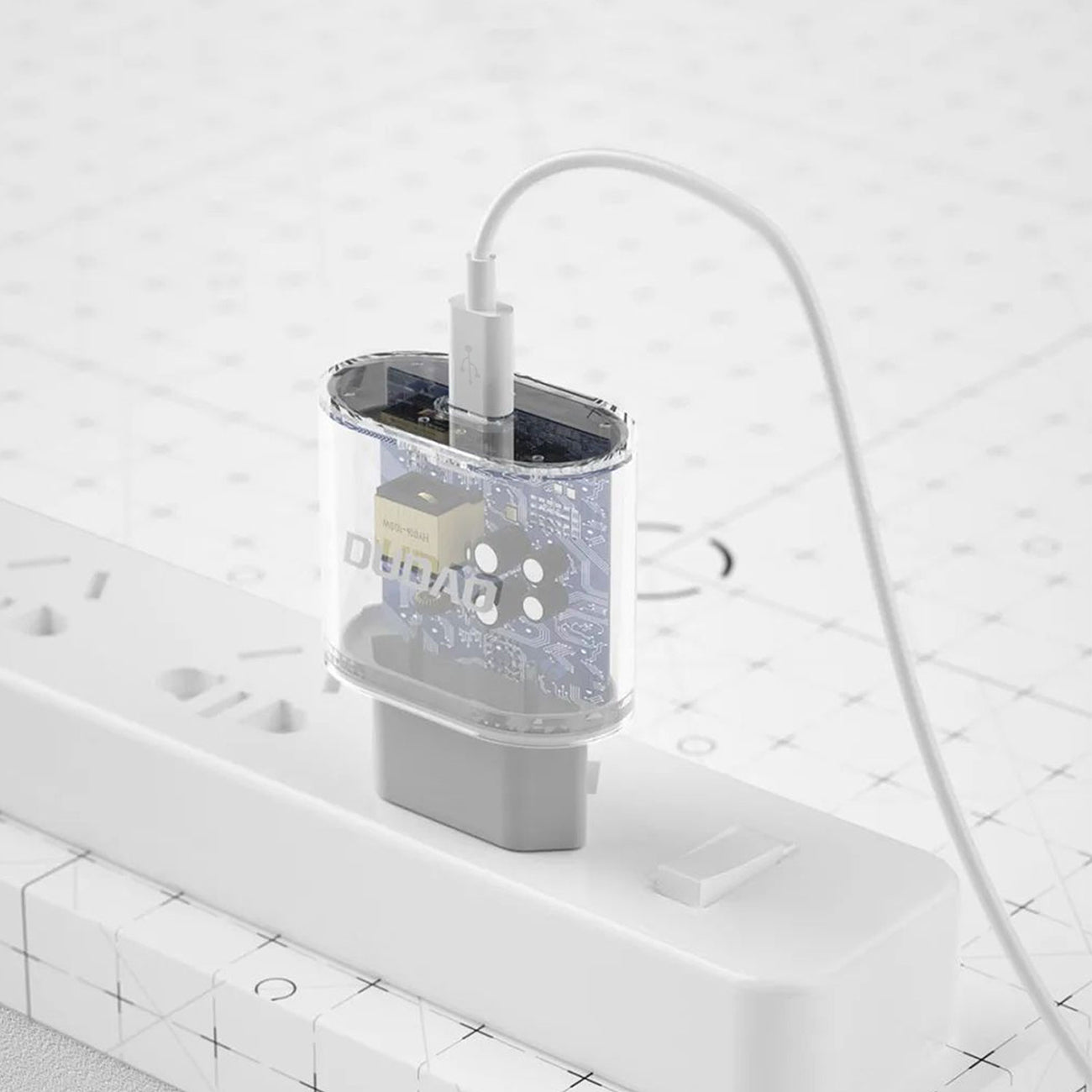Dudao A14EUC PD 20W USB-C sieninis įkroviklis su laidu - baltas