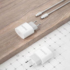 Dudao A14EUC PD 20W USB-C sieninis įkroviklis su laidu - baltas
