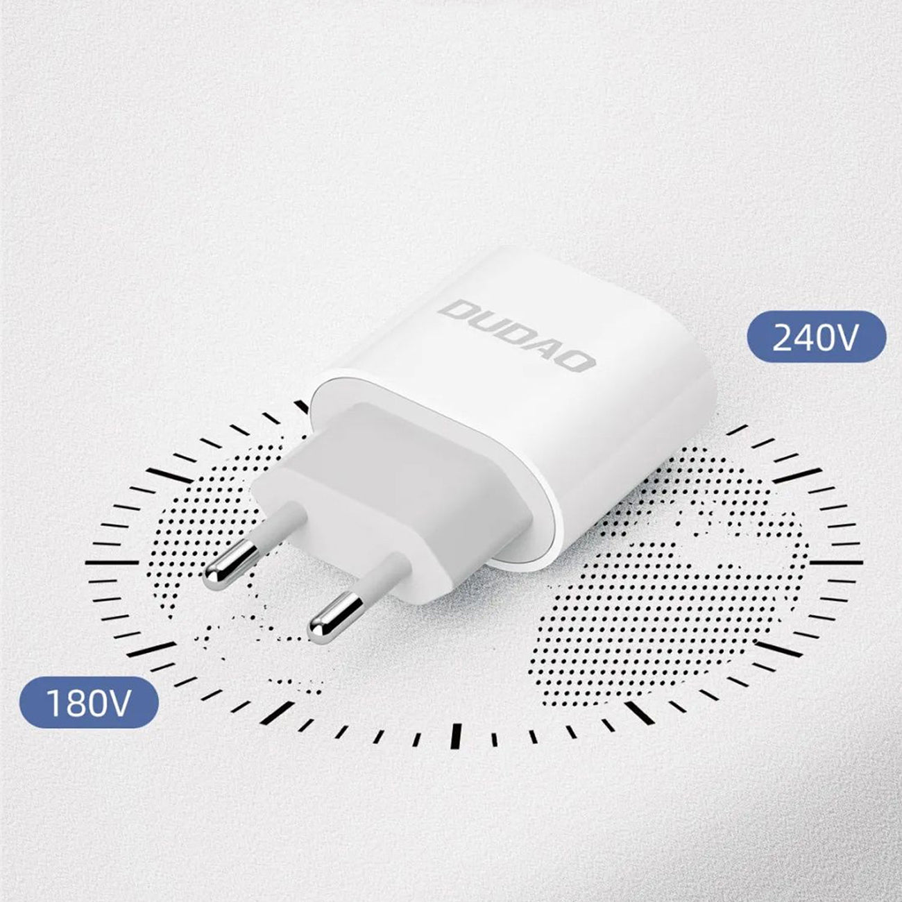 Dudao A14EUC PD 20W USB-C sieninis įkroviklis su laidu - baltas