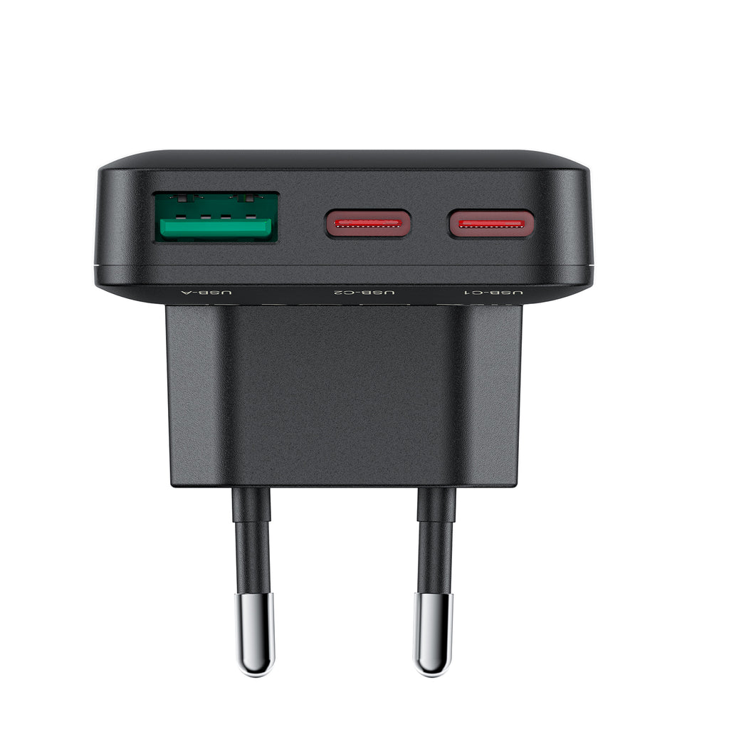 Acefast A100 65W GaN 2 USB-C+ USB-A įkroviklis Ultra Slim - juodas