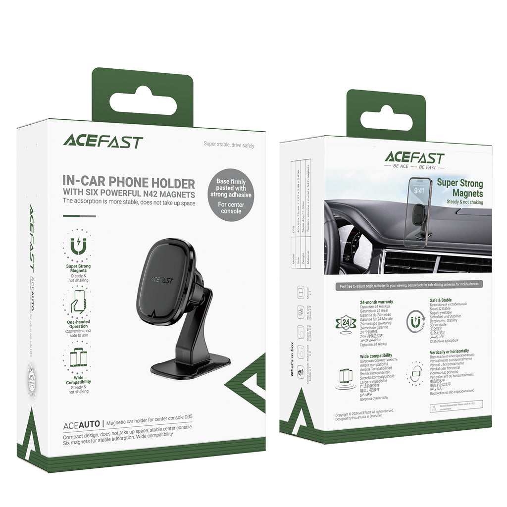 Acefast D35 magnetinis laikiklis prietaisų skydeliui, juodas