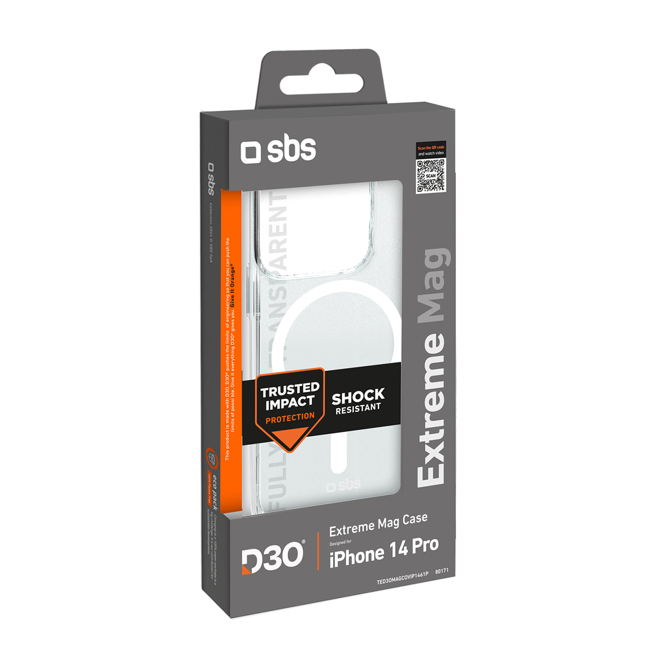 SBS D3O MagSafe dėklas iPhone 14 Pro – skaidrus