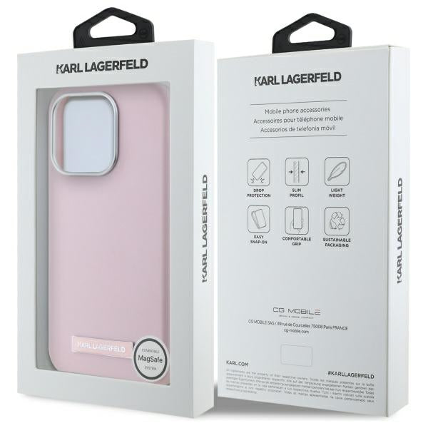 Karl Lagerfeld MagSafe dėklas iPhone 15 Pro Max – rožinis