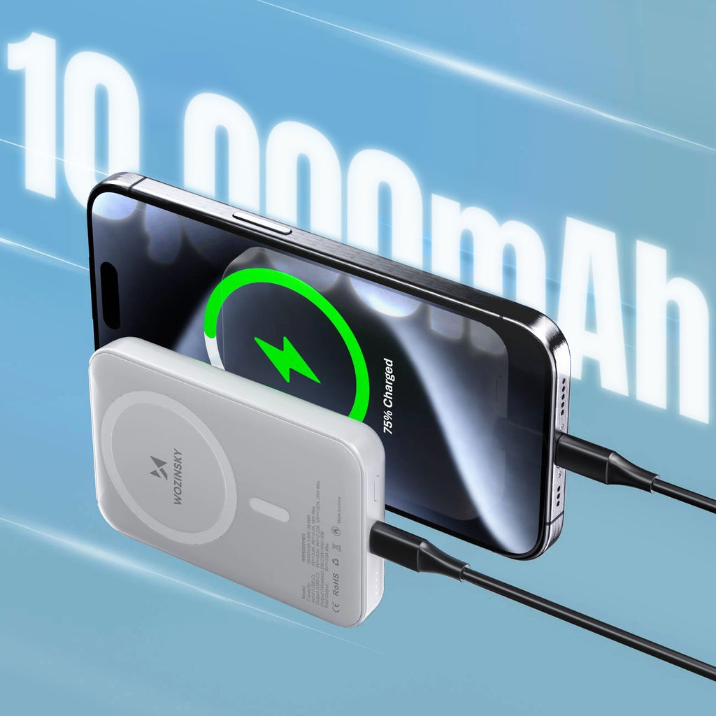 Wozinsky išorinė baterija WRW349YWS 10000 mAh magnetinė - balta -- Powerbanks