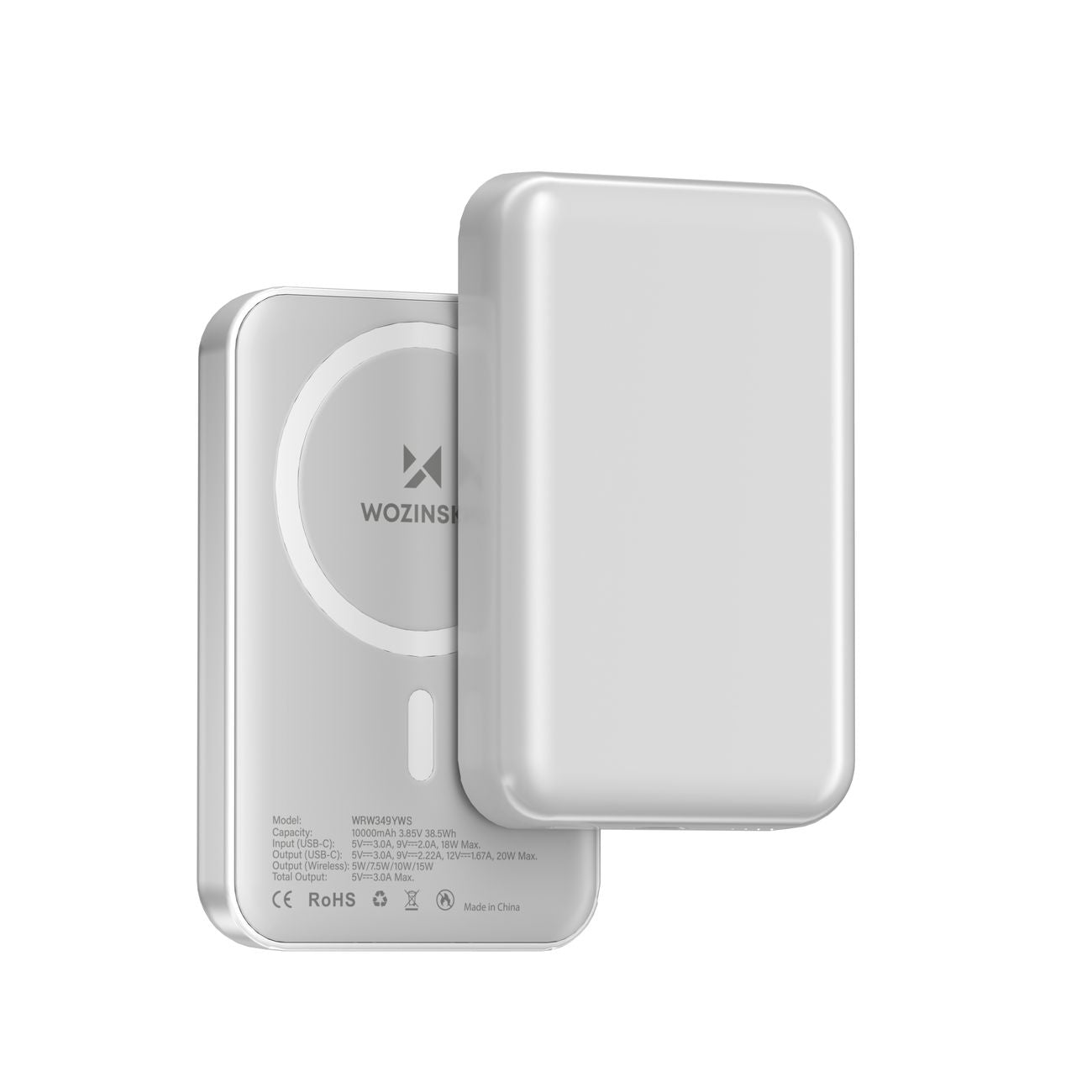 Wozinsky išorinė baterija WRW349YWS 10000 mAh magnetinė - balta -- Powerbanks