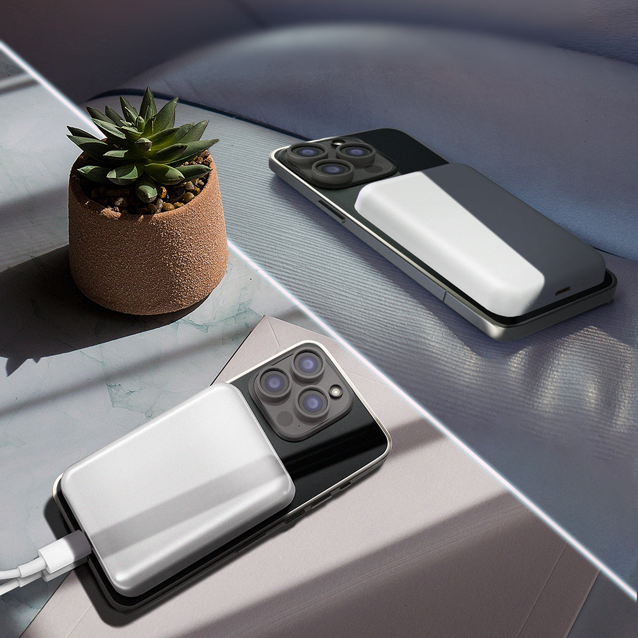 Wozinsky išorinė baterija WRW349YWS 10000 mAh magnetinė - balta -- Powerbanks