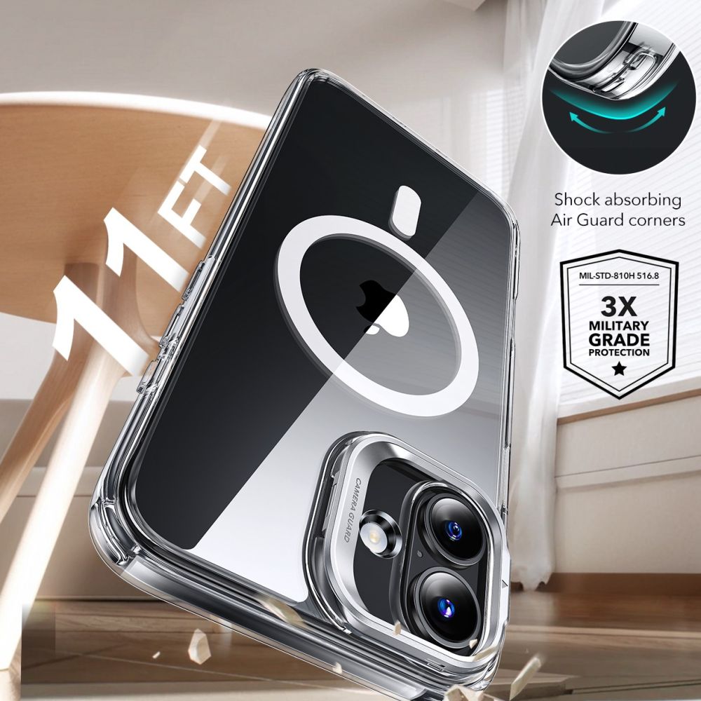 ESR HaloLock MagSafe dėklas + stiklas iPhone 16 – skaidrus -- iPhone 16