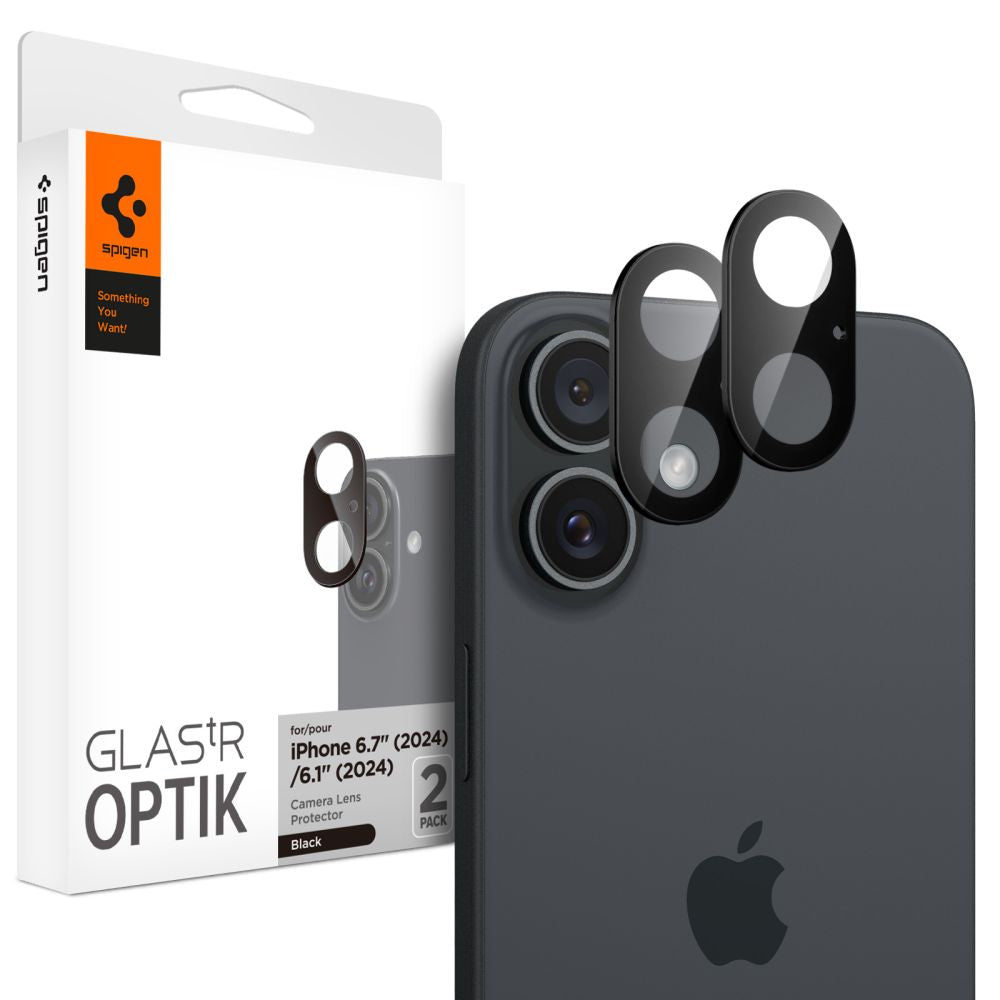 Spigen Optik Glas.Tr kameros stiklas iPhone 16/16 Plus – juodas (2 vnt.)