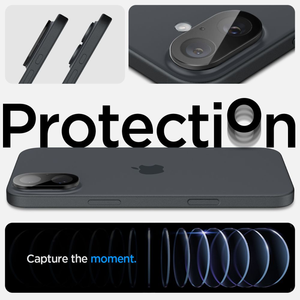Spigen Optik Glas.Tr kameros stiklas iPhone 16/16 Plus – juodas (2 vnt.)