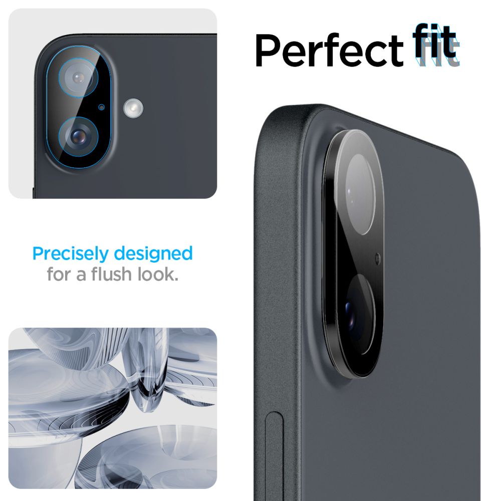 Spigen Optik Glas.Tr kameros stiklas iPhone 16/16 Plus – juodas (2 vnt.)