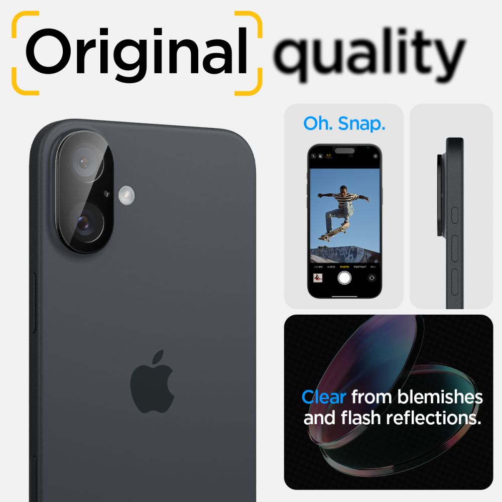 Spigen Optik Glas.Tr kameros stiklas iPhone 16/16 Plus – juodas (2 vnt.)