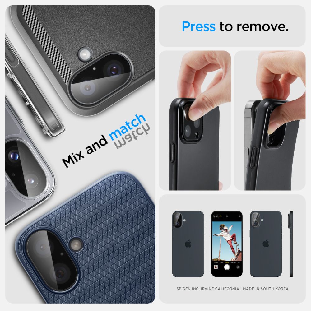 Spigen Optik Glas.Tr kameros stiklas iPhone 16/16 Plus – juodas (2 vnt.)
