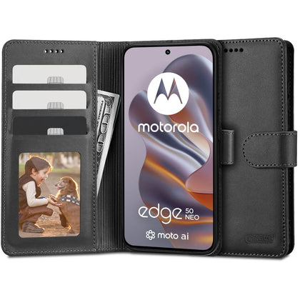 Tech-Protect piniginės dėklas, skirtas Motorola EDGE 50 NEO - juodas -- Motorola Edge 50 Neo