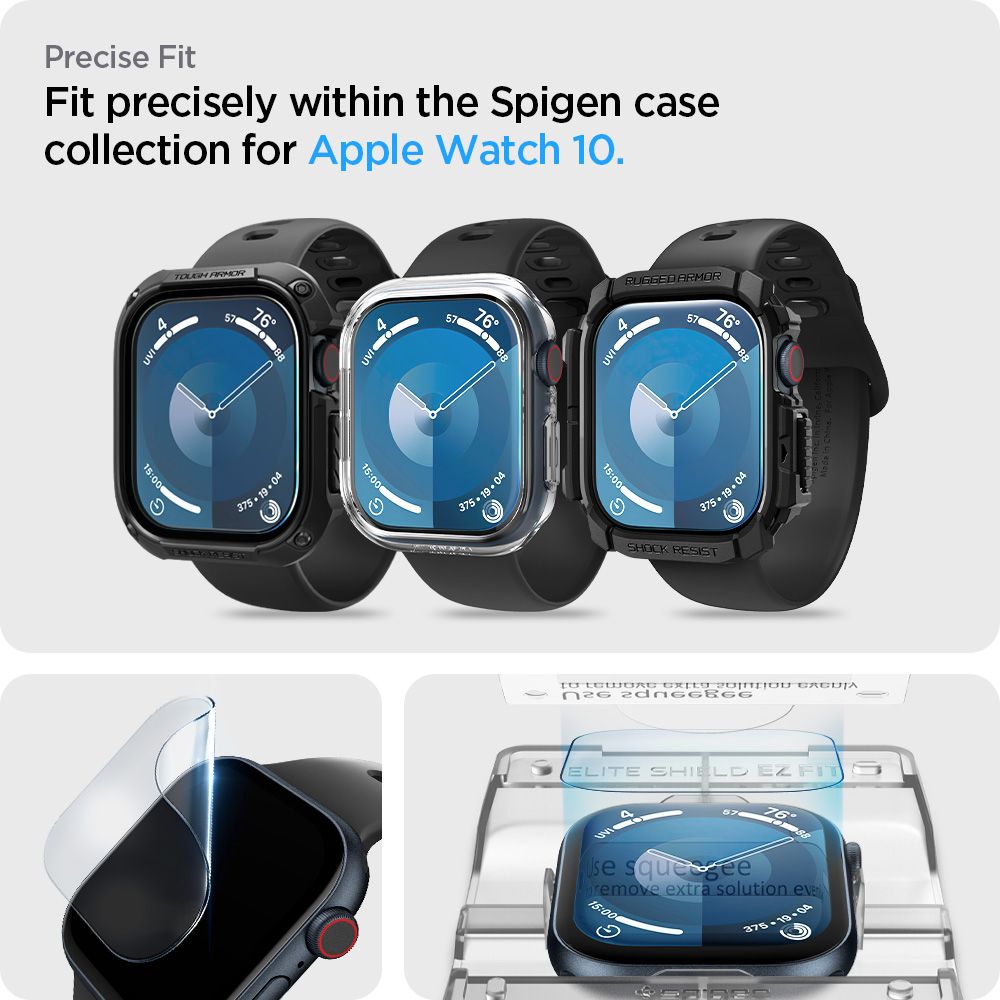 Spigen Elite Shield EZ Fit apsauga Apple Watch 10 42 mm (2 vnt.) skaidri