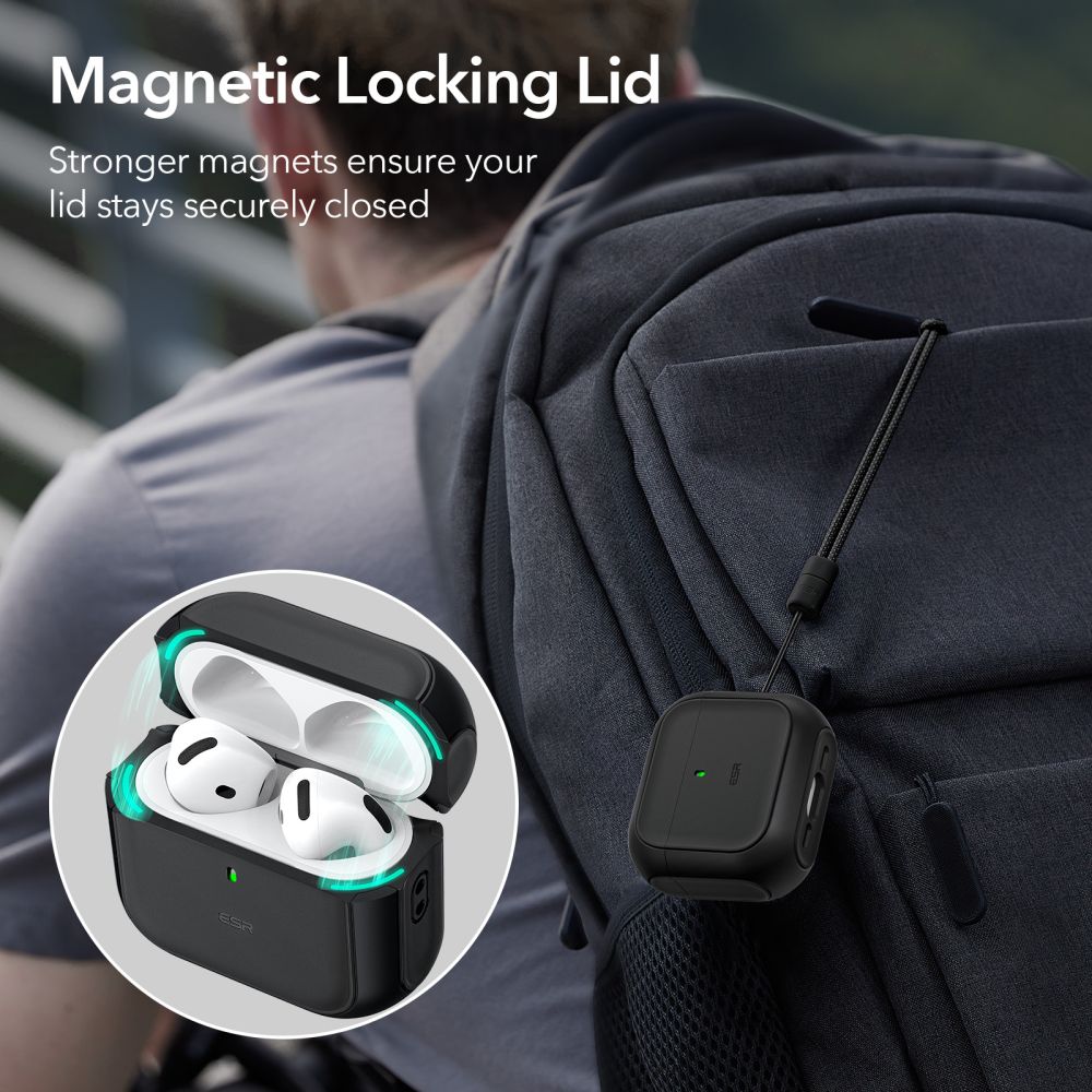ESR Orbit HaloLock MagSafe dėklas AirPods 4 – juodas