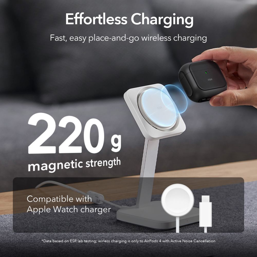 ESR Orbit HaloLock MagSafe dėklas AirPods 4 – juodas