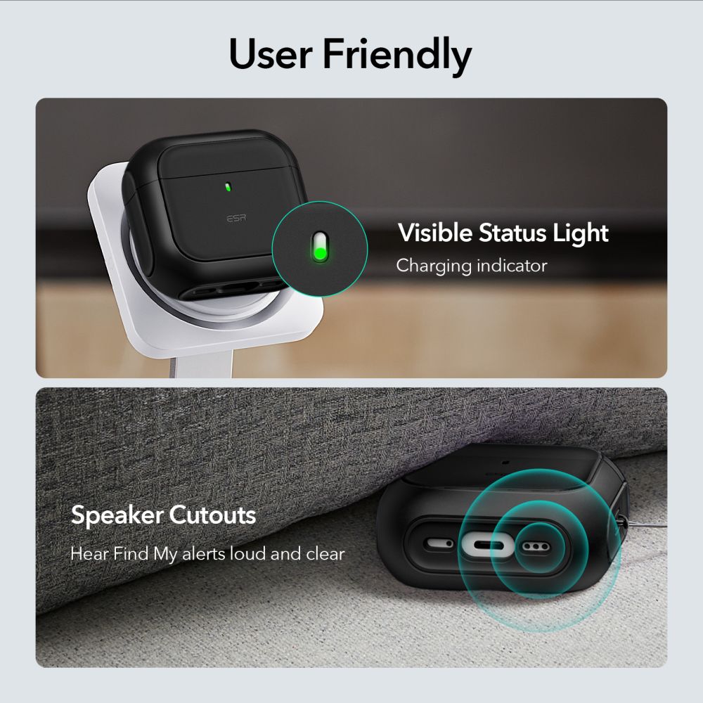 ESR Orbit HaloLock MagSafe dėklas AirPods 4 – juodas