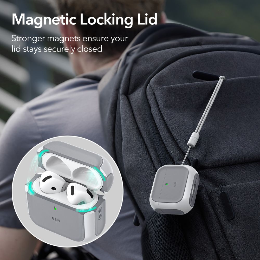 Dėklas ESR Orbit HaloLock MagSafe, skirtas Apple AirPods 4 - baltas -- AirPods 4