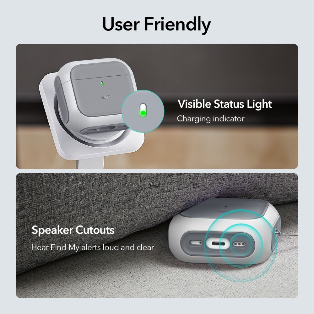 Dėklas ESR Orbit HaloLock MagSafe, skirtas Apple AirPods 4 - baltas -- AirPods 4