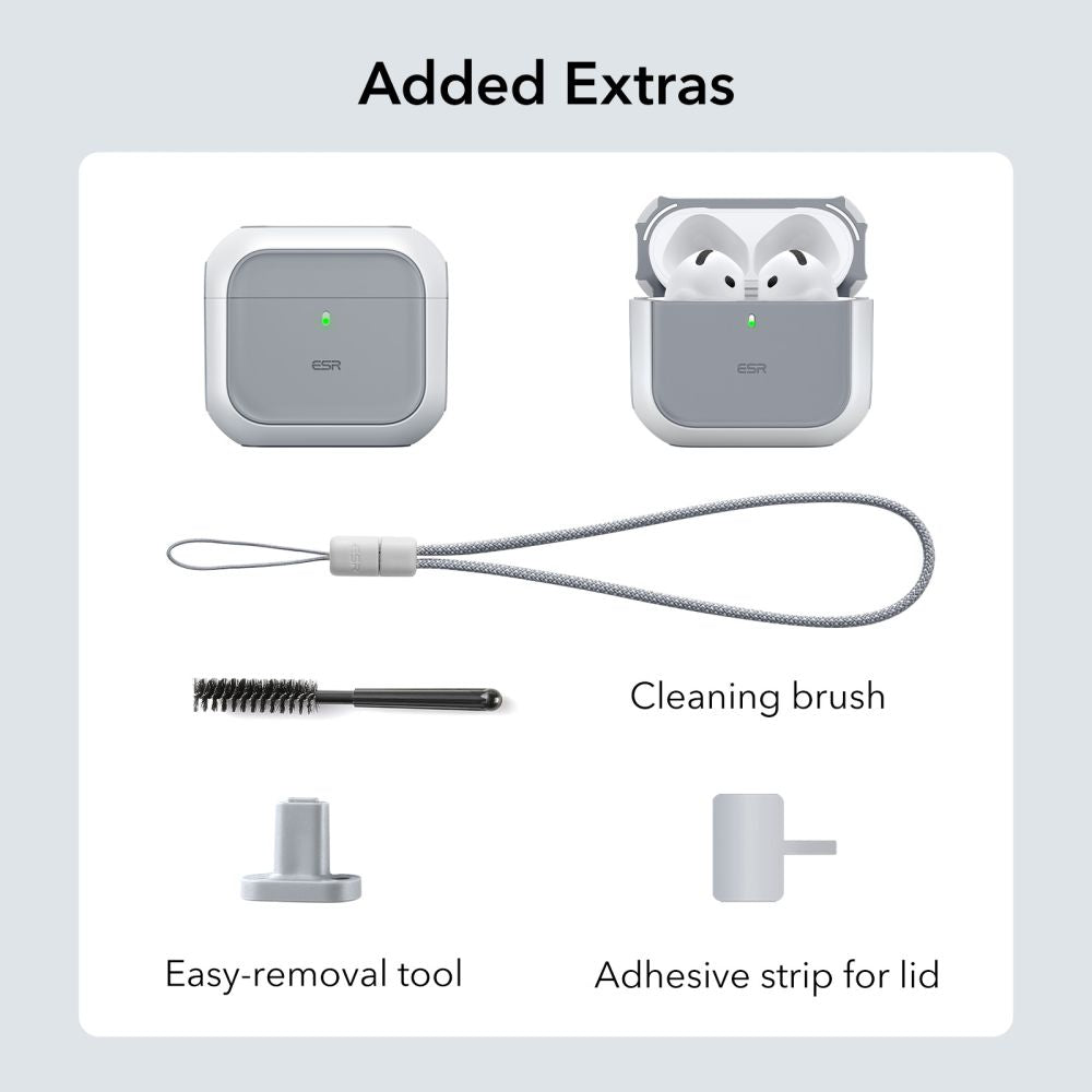 Dėklas ESR Orbit HaloLock MagSafe, skirtas Apple AirPods 4 - baltas -- AirPods 4