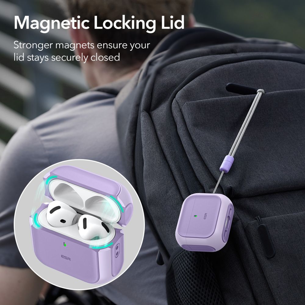 Dėklas ESR Orbit HaloLock MagSafe, skirtas Apple AirPods 4 - violetinis -- AirPods 4