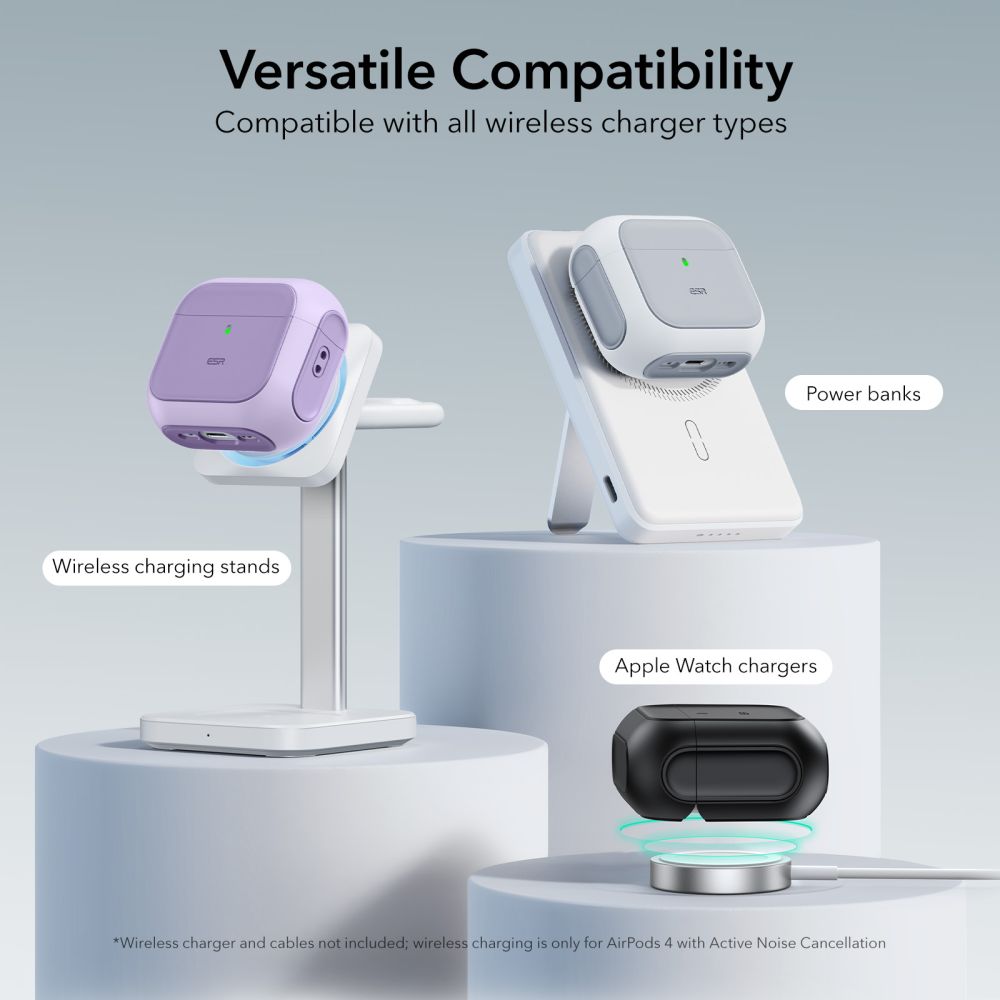 Dėklas ESR Orbit HaloLock MagSafe, skirtas Apple AirPods 4 - violetinis -- AirPods 4