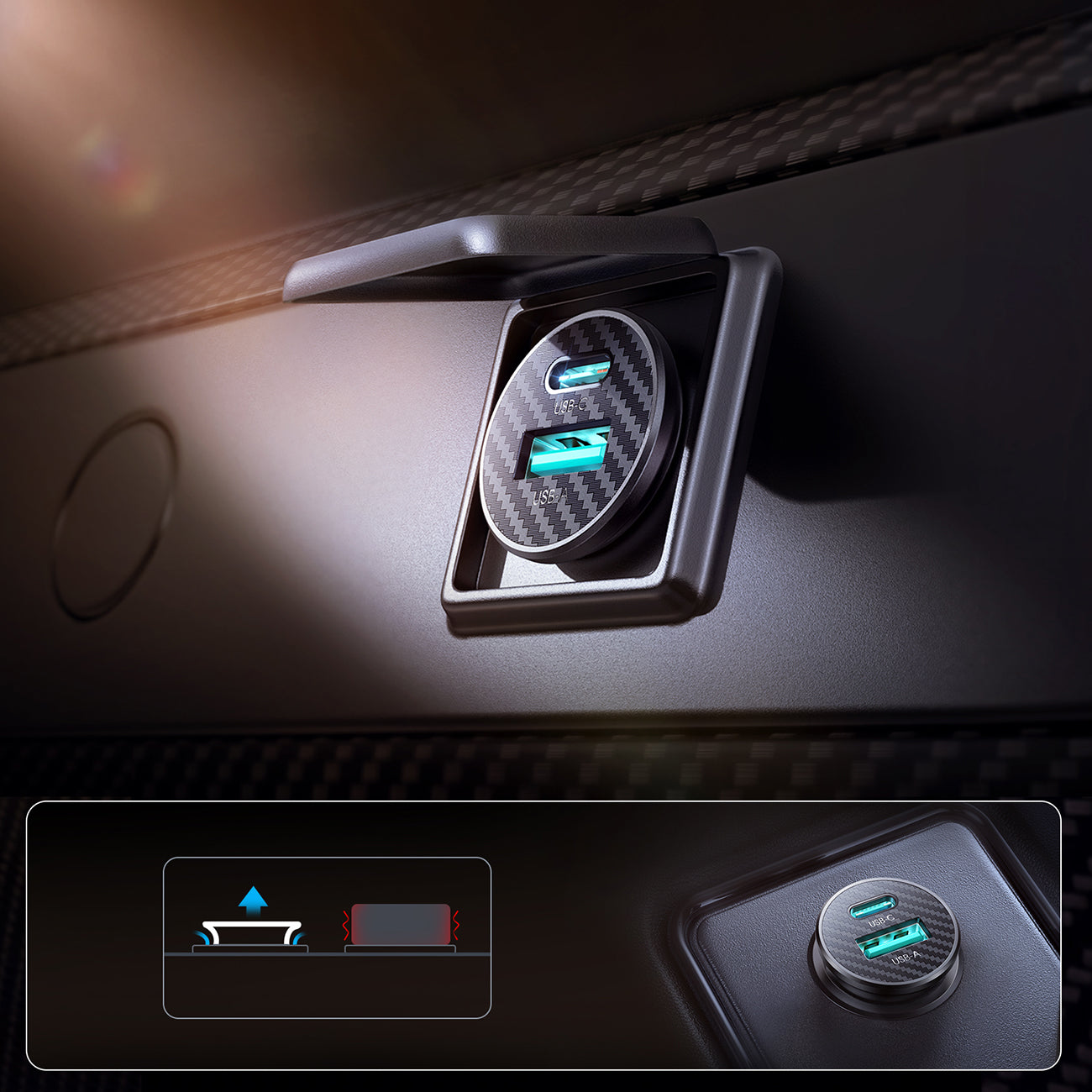 Joyroom JR-CCN16 Mini 15W automobilinis įkroviklis - juodas