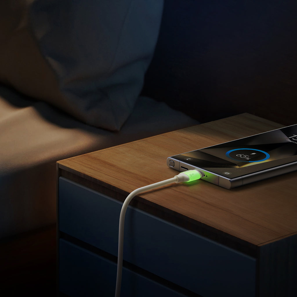 Joyroom S-A53 3A USB-A - USB-C laidas su fluorescenciniu antgaliu 1.2m - smėlinis