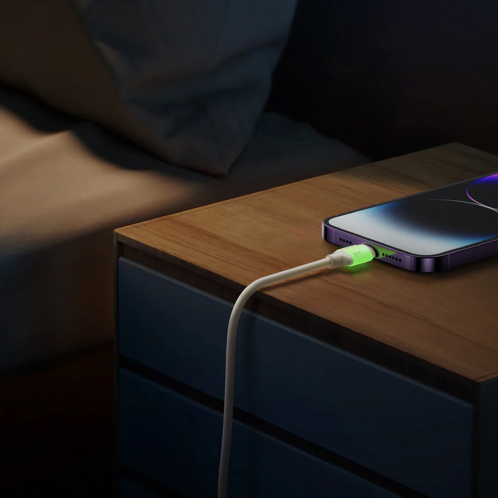 Joyroom S-A53 3A USB-A - Lightning laidas su fluorescenciniu antgaliu 2m - smėlinis