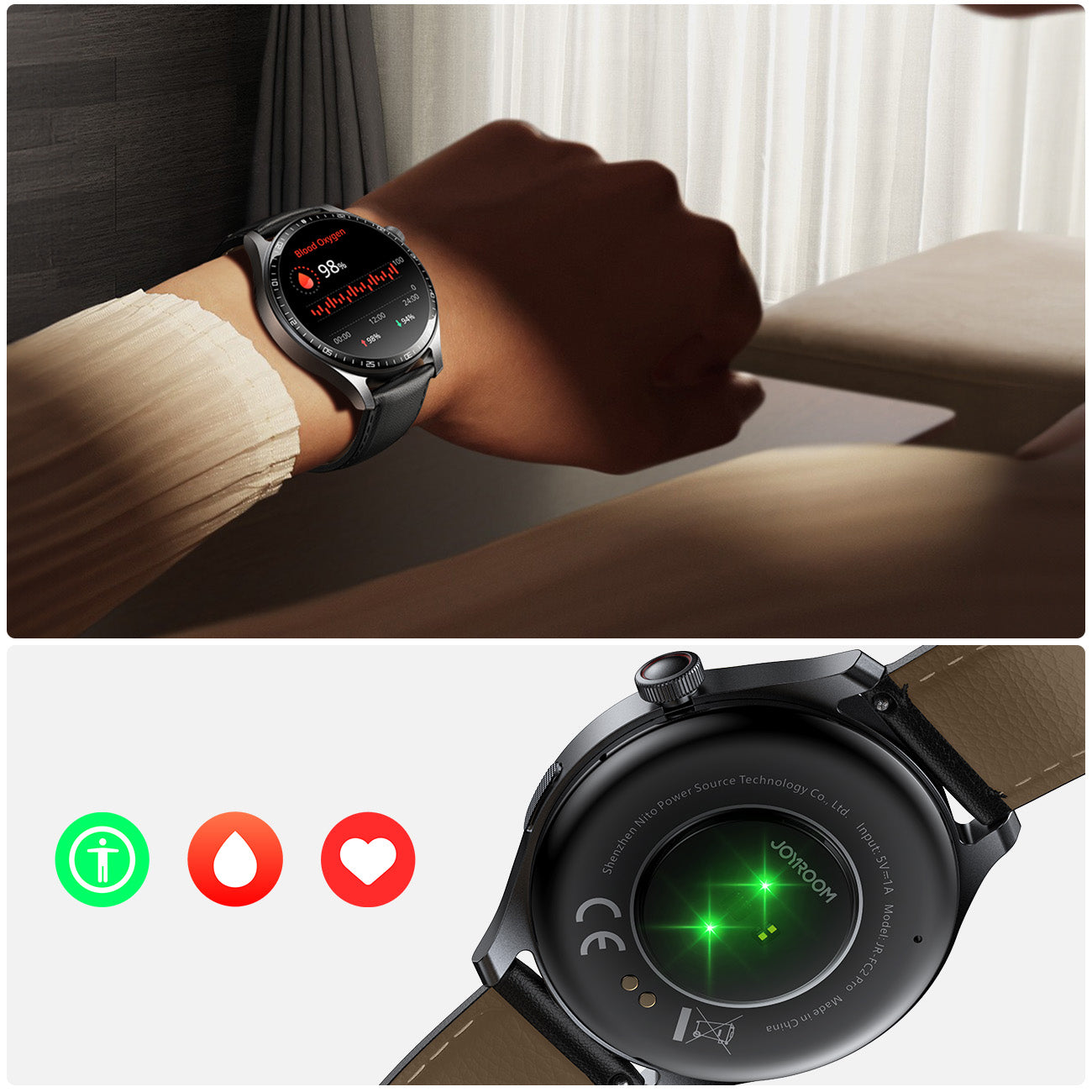 Joyroom Classic Series JR-FC2 Pro išmanusis laikrodis su skambučių atsiliepimo funkcija - tamsiai pilkas -- Joyroom...