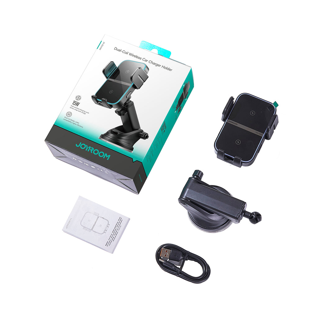 Joyroom JR-ZS246 S laikiklis su indukciniu įkrovikliu prietaisų skydeliui, juodas