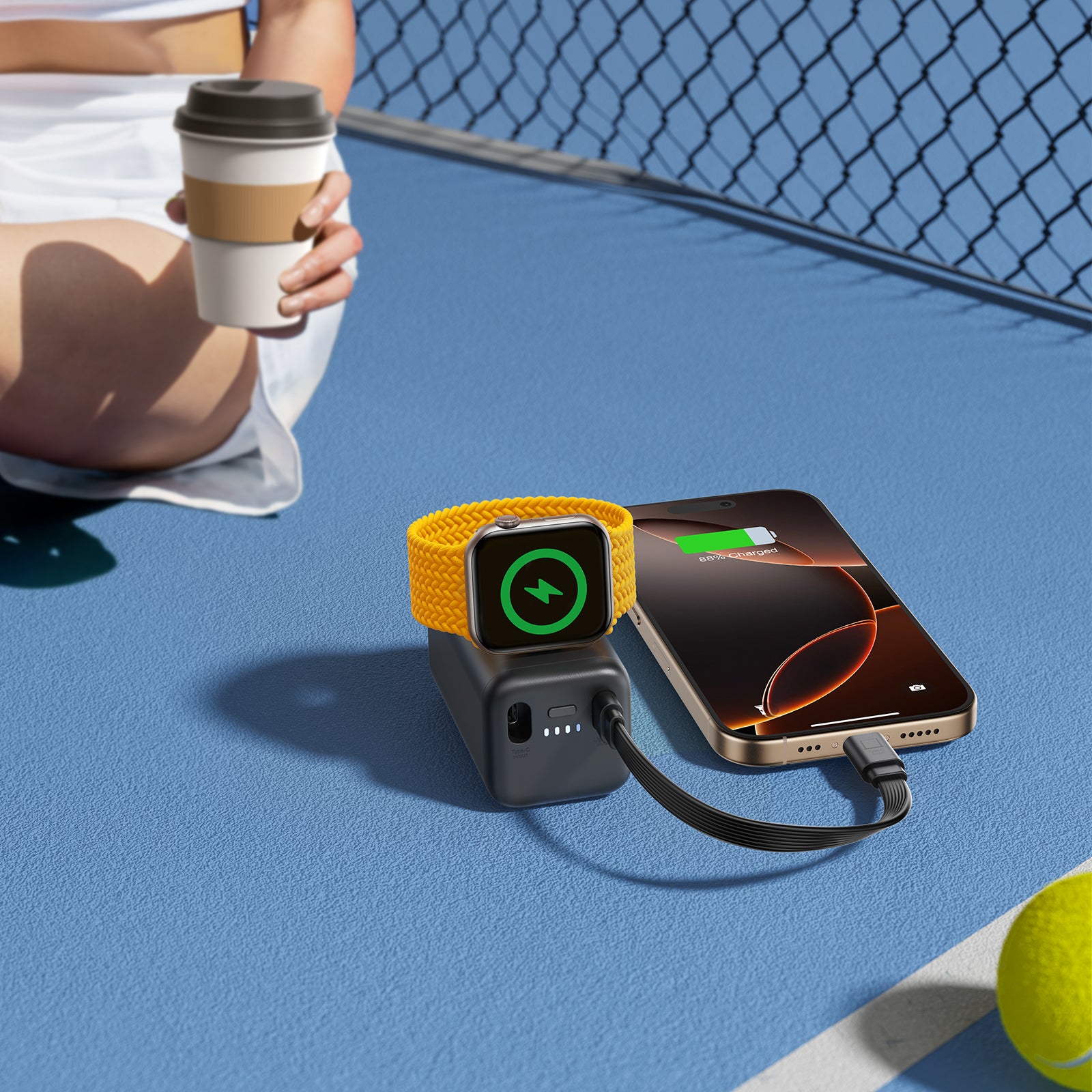 Joyroom išorinė baterija JR-W13 5000mAh belaidė Apple Watch + USB-C ir Lightning - juoda